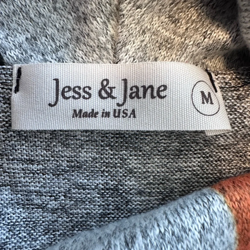 Jess & Jane Abstract Print Tunic Top Cowl Neck Sweater Medium Made USA Lagenlook